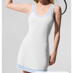 ALO Tennis Club Sweater Knit Dress White Sea shell blue size medium